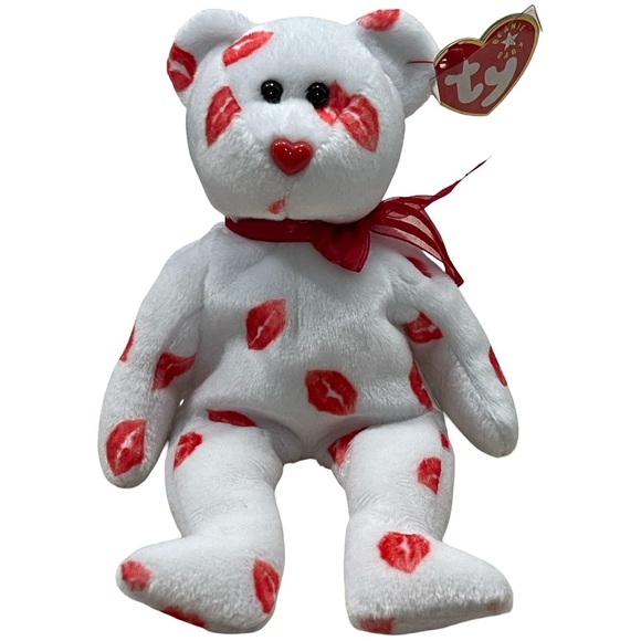 Ty Other - Ty Beanie Baby White Bear with Red Lips